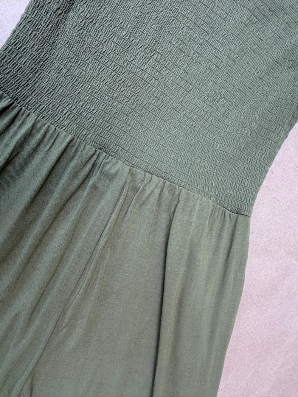 Market & Spruce Olive Green Smocked Jumpsuit-COZY!!! With pockets!